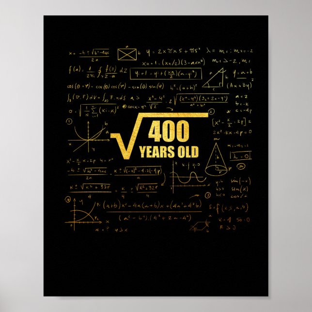 20th Birthday Square Root of 400 20 Years Old Poster (Front)