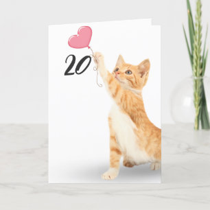 20th birthday tabby cat card