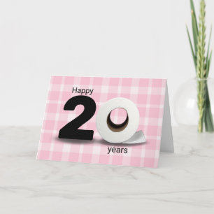 20th Birthday Toilet Paper Roll on Plaid Card