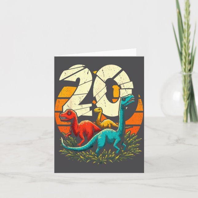 20th Birthday Trex Dinosaur 20 Year Old Boy Girl  Card (Front)