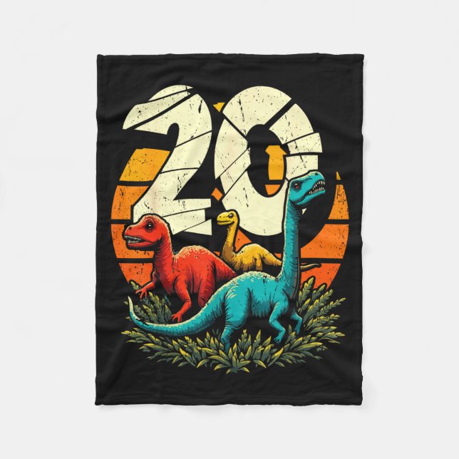 20th Birthday Trex Dinosaur 20 Year Old Boy Girl  Fleece Blanket (Front)