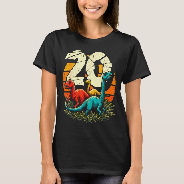 20th Birthday Trex Dinosaur 20 Year Old Boy Girl  T-Shirt (Front)