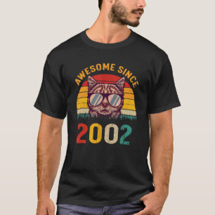 20th Birthday Vintage Cat 20 Years Awesome Since 2 T-Shirt