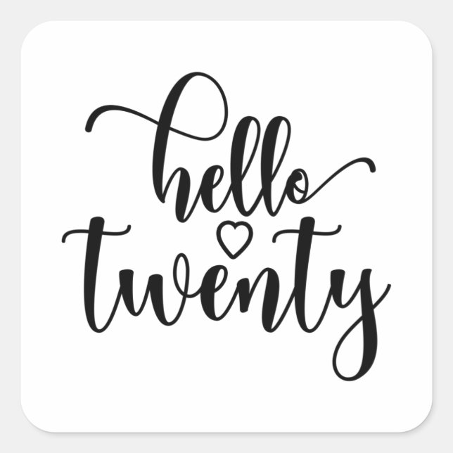 20th Birthday Women Hello 20 Cute 20 Years Old Square Sticker (Front)