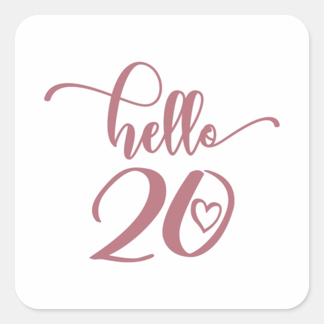 20th Birthday Women Hello 20 Cute 20 Years Old Square Sticker (Front)