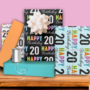 20th Birthday   Wrapping Paper Sheet