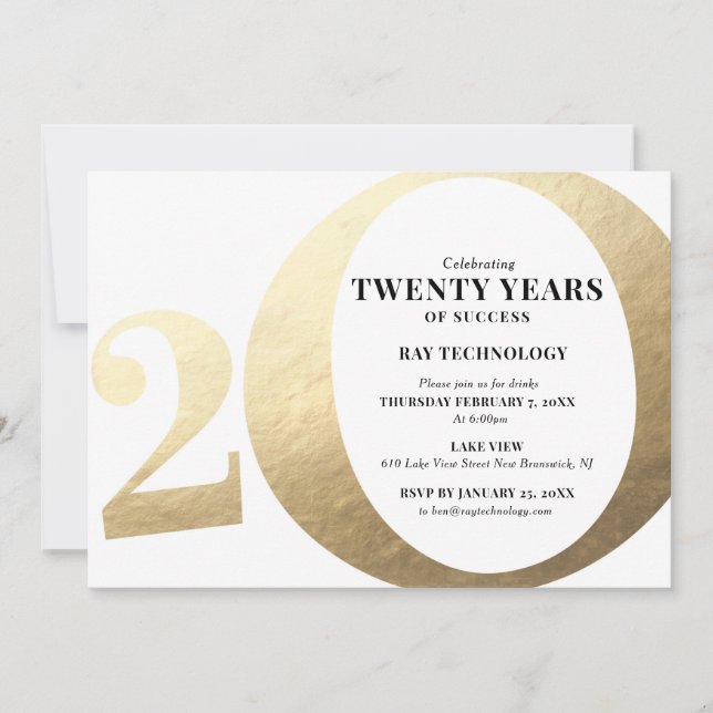 20th Business Anniversary Invitation (Front)
