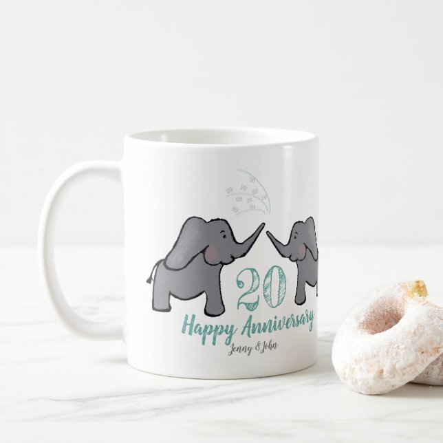 20th china wedding anniversary cute elephant coffee mug (With Donut)