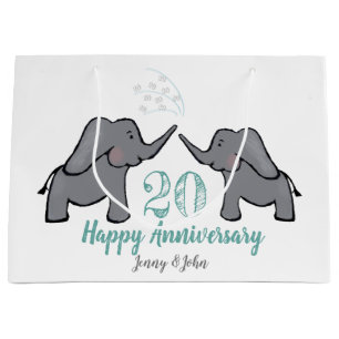 20th china wedding anniversary cute elephant large gift bag