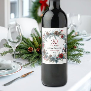20th China Wedding Anniversary Elegant Winter Wine Label