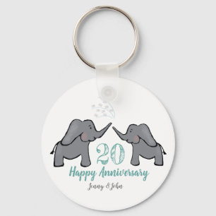 20th china wedding anniversary elephant key ring