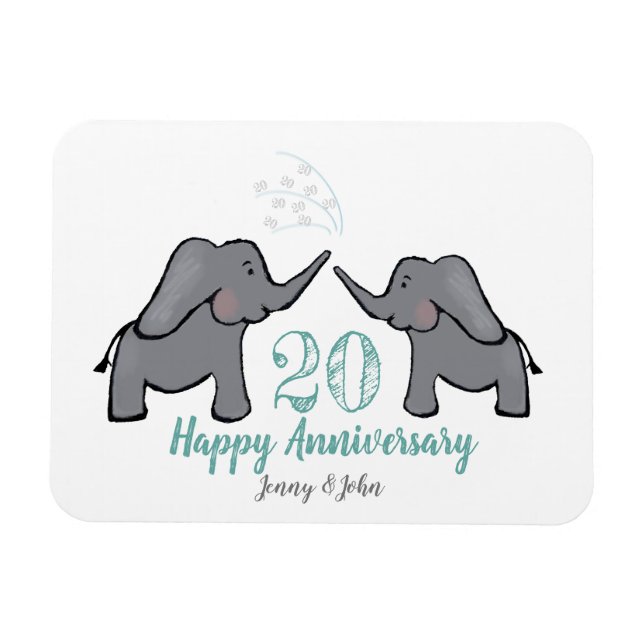 20th china wedding anniversary elephant magnet (Horizontal)