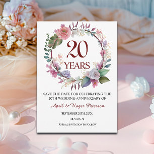 20th China Wedding Anniversary Floral Save The Date