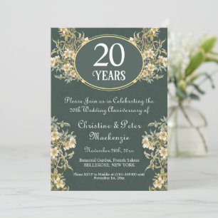 20th China Wedding Anniversary Rich Floral Invitation