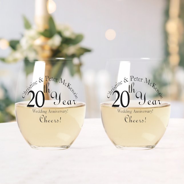 20th China-Wedding Anniversary Signature Stemless Wine Glass (Insitu (Wedding))