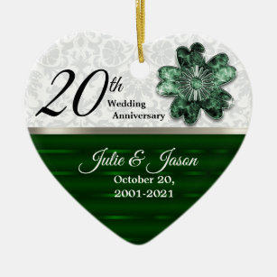 20th Emerald Green Jewel Ceramic Tree Decoration
