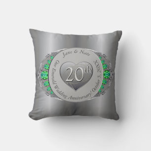 20th Emerald & Platinum Wedding Anniversary  Cushion