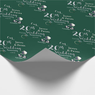 20th Emerald Porcelain Wedding Anniversary Wrapping Paper