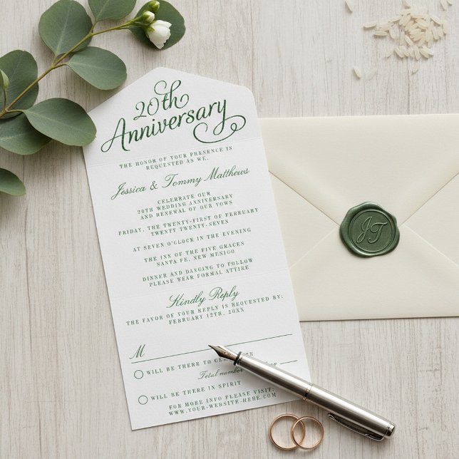 20th Emerald Wedding Anniversary All In One Invitation (Creator Uploaded)