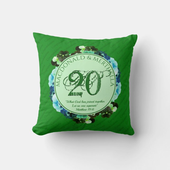 20th EMERALD Wedding Anniversary | Christian Cushion (Front)