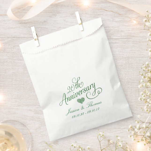 20th Emerald Wedding Anniversary Favour Bag (Clipped)