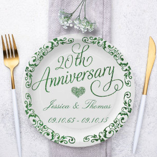 20th Emerald Wedding Anniversary Paper Plates