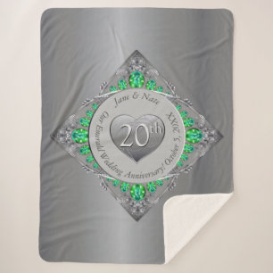 20th Emerald Wedding Anniversary Sherpa Blanket
