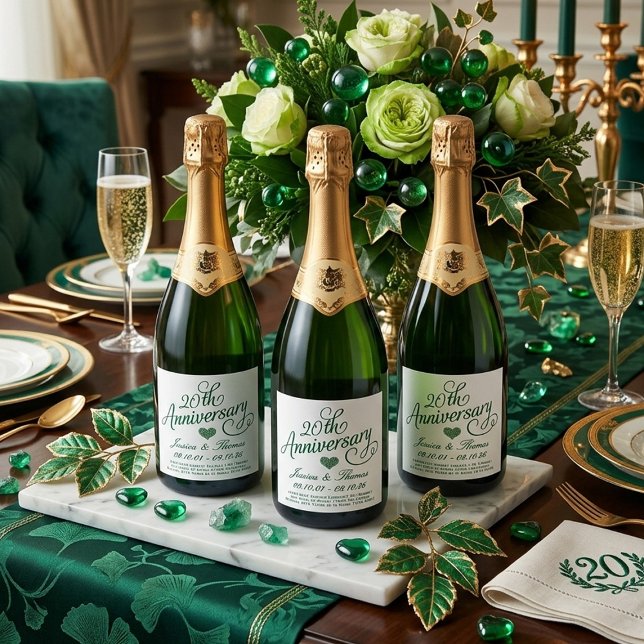 20th Emerald Wedding Anniversary Sparkling Wine Label (Creator Uploaded)