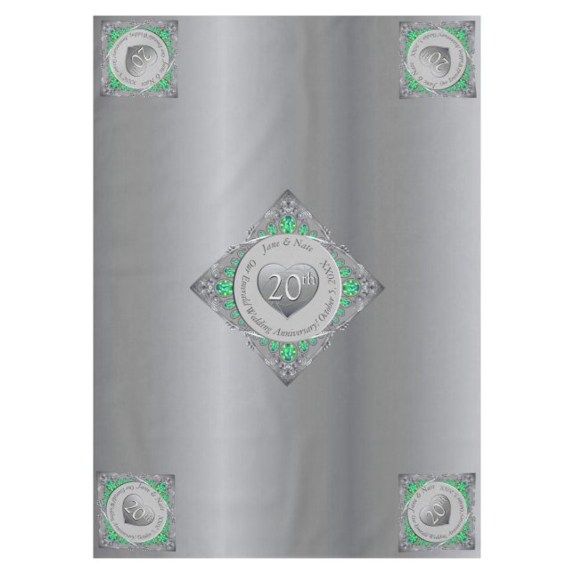 20th Emerald Wedding Anniversary Tablecloth (Front)