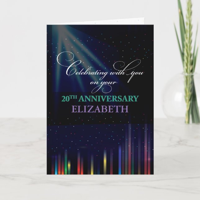 20th Employee Anniversary Sky, Customizable Black Card (Front)