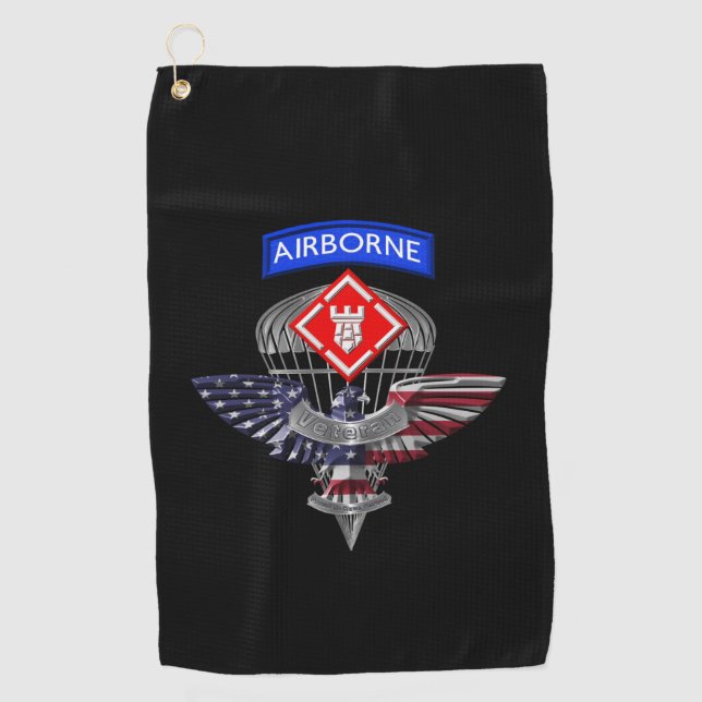 20th Engineer Brigade-Airborne Eagle Golf Towel (Front)