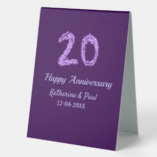 20th happy anniversary add couple name date purple