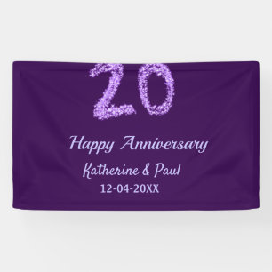 20th happy anniversary add couple name date purple banner