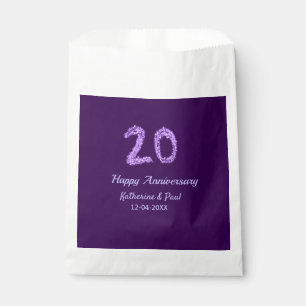 20th happy anniversary add couple name date purple favour bags