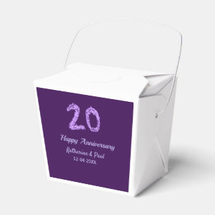20th happy anniversary add couple name date purple favour box