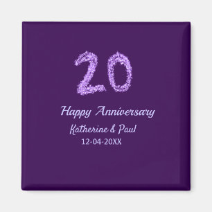 20th happy anniversary add couple name date purple magnet