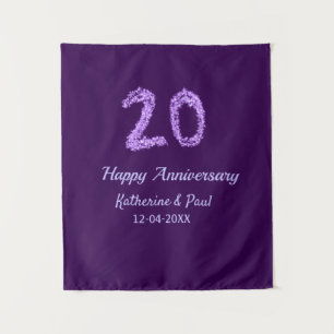 20th happy anniversary add couple name date purple tapestry