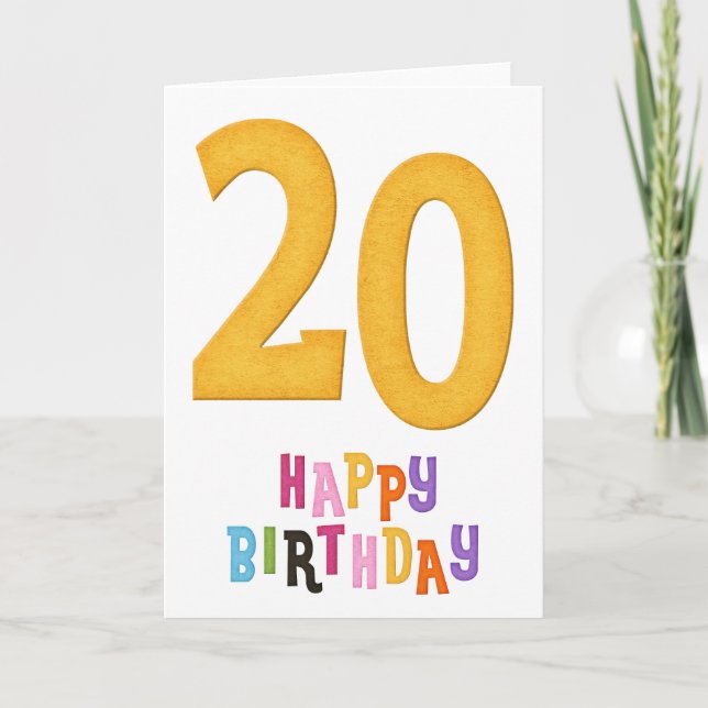 20th Happy Birthday Greeting Card Design 1 (Front)