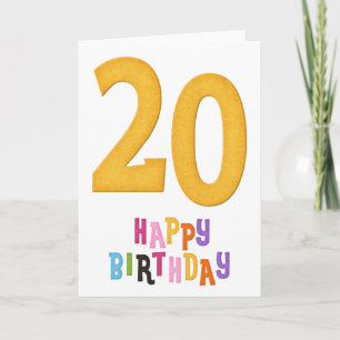 20th Happy Birthday Greeting Card Design 1