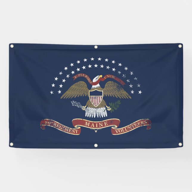 20th Maine Flag Banner - Vintage Distressed (Horizontal)