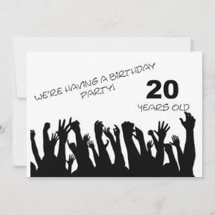 20th party invitation with cheering crowds