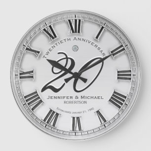 20th Silver Wedding Anniversary Large Clock