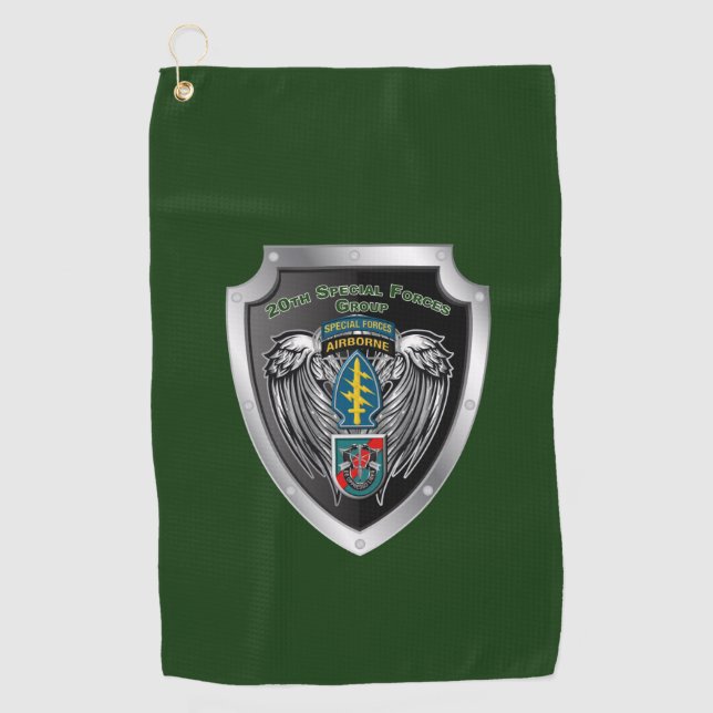 20th Special Forces Group (Airborne) Shield Golf Towel (Front)