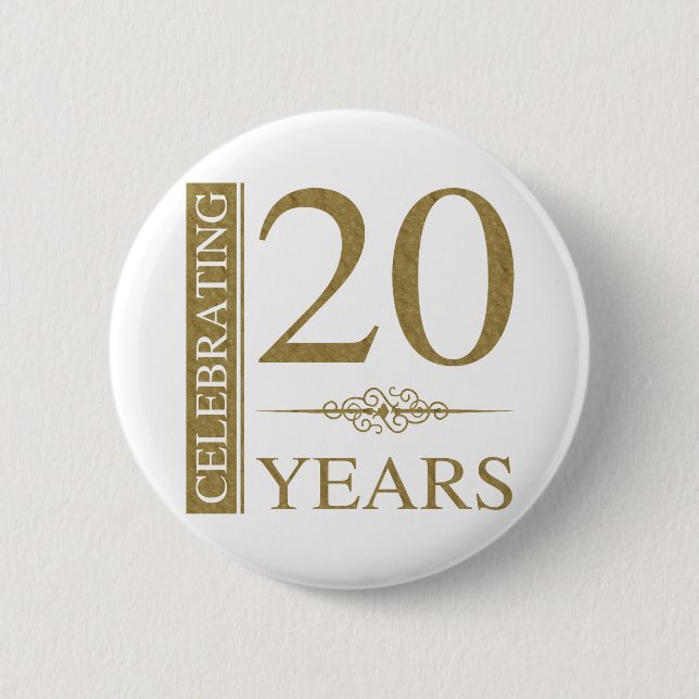 20th Wedding Anniversary 6 Cm Round Badge (Front)