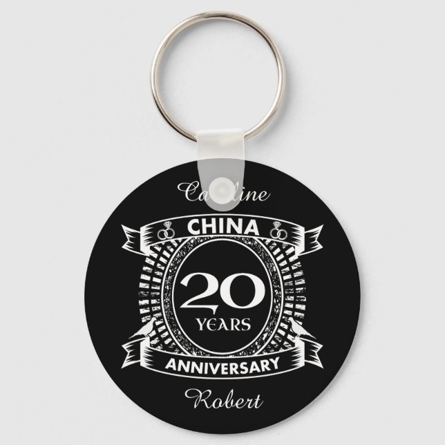 20TH wedding anniversary china Key Ring (Front)