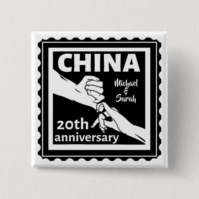 20th wedding anniversary China traditional 15 Cm Square Badge (Front)