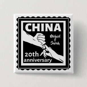 20th wedding anniversary China traditional 15 Cm Square Badge