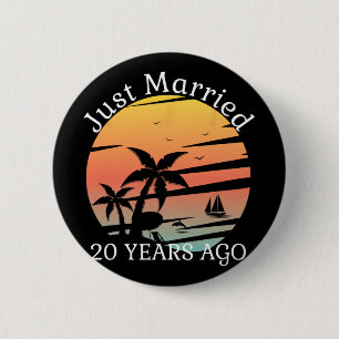 20th Wedding Anniversary Cruise Just Married 20 Ye 6 Cm Round Badge