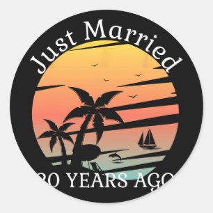 20th Wedding Anniversary Cruise Just Married 20 Ye Classic Round Sticker