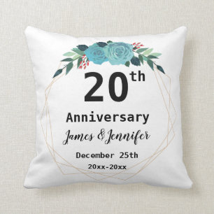 20th Wedding Anniversary Custom Names and Year Cushion